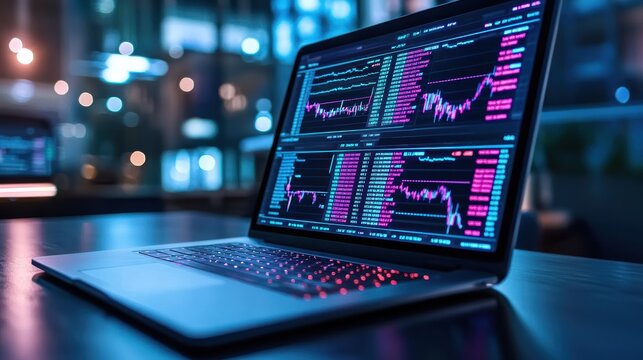 Laptop Displaying Stock Market Data
