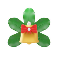 bell and mistletoe 3d icon and illustration