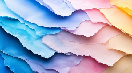 Colorful torn paper layers, abstract art. Creativity and texture concept