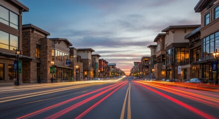 Street Lights at Dusk in a City