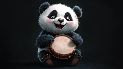 Fototapeta premium Happy Panda Playing Drum