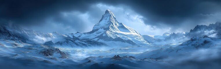 Majestic Mountain Peak in Winter