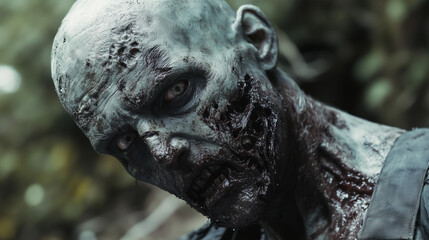 Sinister Zombie with Decayed Skin and Piercing Eyes

