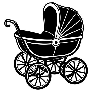 recommend clip art: baby carriage on a white background, baby carriage silhouette vector illustration