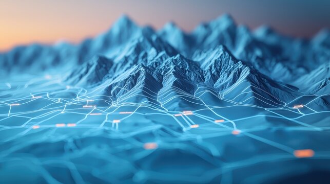 Futuristic Skiing Resort with Interactive Digital Maps and Holographic Snow