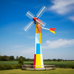 Fototapeta premium A vibrant windmill representing sustainability.