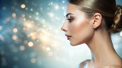 Profile of a person with glowing skin and a healthy complexion, nourished, rejuvenated, vitality, rejuvenation, skincare