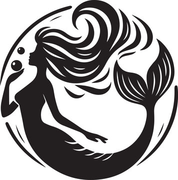 recommend clip art: Mermaid silhouette, cute mermaid black silhouette vector, 