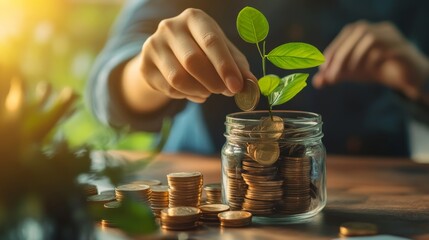 Close-up of person building wealth through smart investments, planning for future savings, saving concept.