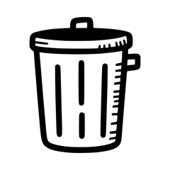 cartoon trash bin doodle hand drawn vector illustration template design