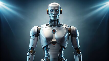 Fototapeta premium rendered of a humanoid robot, technology, futuristic, artificial intelligence, robotic, AI, innovation
