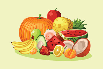 Pile of Various Fruits Vector