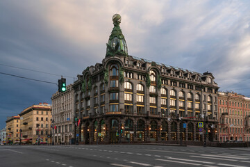 Fototapeta premium The Singer company building on Nevsky Prospekt, the office of the VKontakte social network and the House of Books are located here, Saint Petersburg, Russia