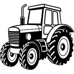 tractor  silhouette vector isolated on white  background, tractor vector