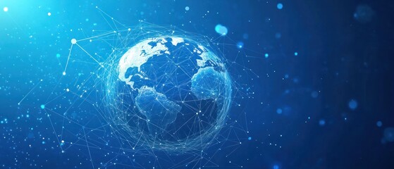 Obraz premium A Digital Globe Connected by a Network of Lines