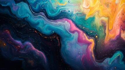 Obraz premium Abstract Cosmic Swirls of Vibrant Colors and Shimmering Glitter