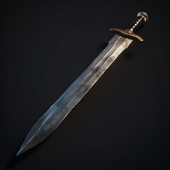 Polished Sword with Sharp Blade and Gold-Accented Guard
