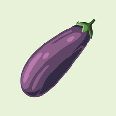 Purple Eggplant Shiny Colorful Vector Clip Art