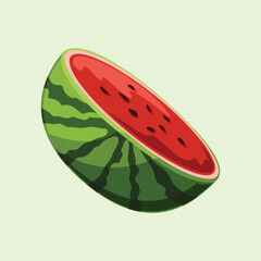 Watermelon Sliced Half Shiny Colorful Vector Clip Art