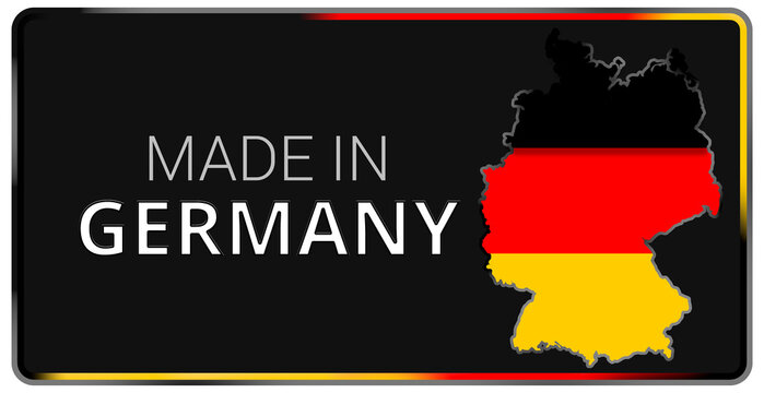 made in Germany black dark elegant luxury, elegance button icon badge dymbol with german map of Germany