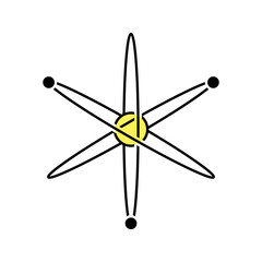 Illustration of atom molecule, electron orbiting the nucleus icon vector