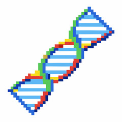 Fototapeta premium Pixel Art DNA Helix Colorful Digital Representation of Genetics