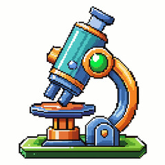 Pixel Art Retro Microscope Icon for Science and Technology Themes