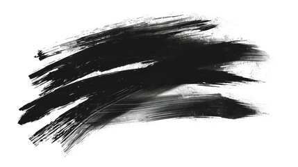 Obraz premium Abstract black brush stroke on white background.