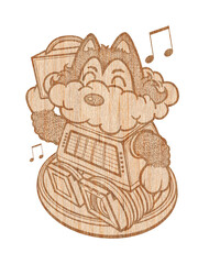 Barbershop sign illustration logo wooden texture modern style lucky animal barber shop.