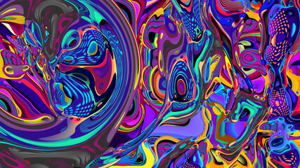 Psychedelic colorful abstract fluid and liquid background 