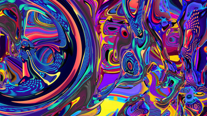 Psychedelic colorful abstract fluid and liquid background 