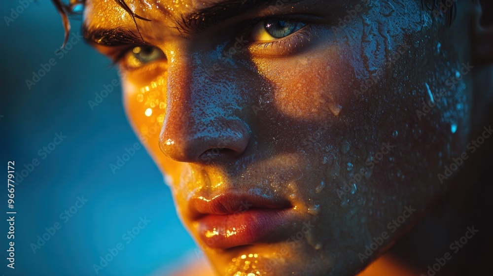 Poster Close-up Portrait of a Sweaty Man