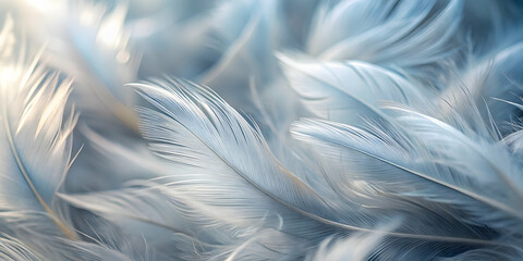 Obraz premium Azure Dreams: Soft, downy feathers in ethereal blue hues create a tranquil and serene abstract background.