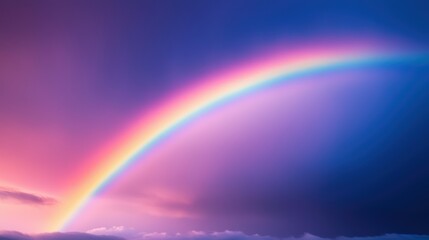 Stunning Rainbow Arching Across a Vibrant Sunset Sky with Dramatic Clouds