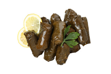 PNG,Dolma with herbs and lemon, isolated on white background