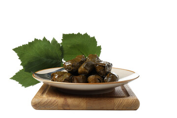 PNG,Dolma in a bowl, isolated on white background