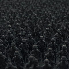 Obraz premium Mass of soldiers advancing in formation 