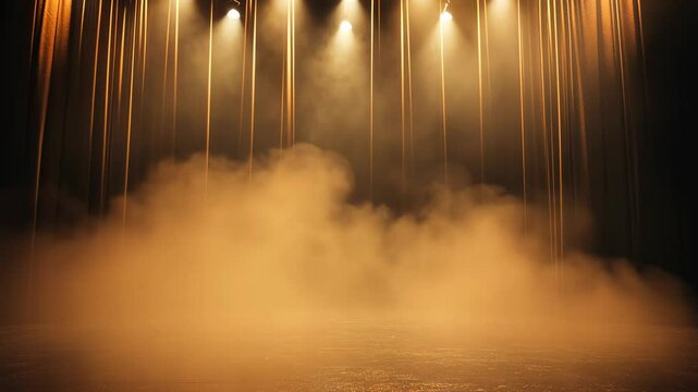 Dramatic stage lighting at night showcases a mystical atmosphere in an empty theater