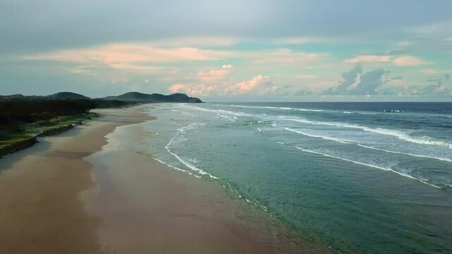 Drone Shot of Byron Cape Lighthouse and Tallow Beach, Byron Bay, New South Wales, Australia