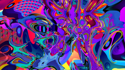 Psychedelic colorful abstract fluid and liquid background 