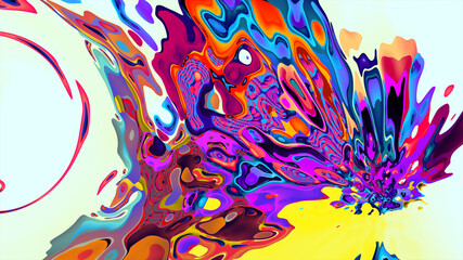 Psychedelic colorful abstract fluid and liquid fractal background 