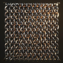 Fototapeta premium Square Chainmail Armor Piece with Interlocking Metal Rings 
