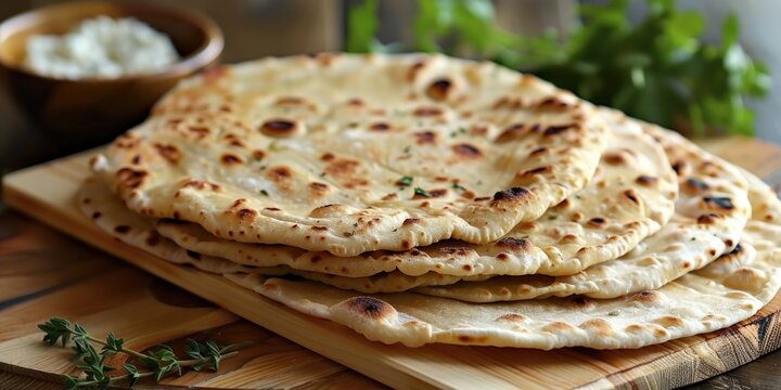 Shami Flatbread A Delicious Blend of Wheat and Flour Small Aish Shamy or Pita Bread Baked in Hot Ovens from Wheat Flour Yeast Salt and Water