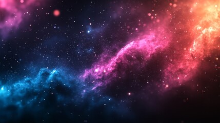 Naklejka premium Abstract cosmic nebula with swirling clouds and scattered stars