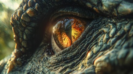 Close Up of Dragon Eye with Gold and Orange Iris