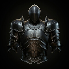 Full medieval knight armor with helmet and articulated arm guards
