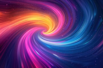 Abstract swirl of colorful light trails, Psychedelic, Rainbow hues, Digital illustration, Vibrant energy flow