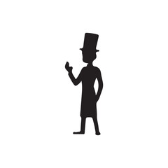 silhouette of a person with a hat. silhouette of a man with a hat