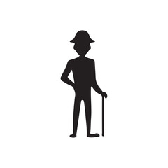 silhouette of a person with a hat. silhouette of a man with a hat. silhouette of a person