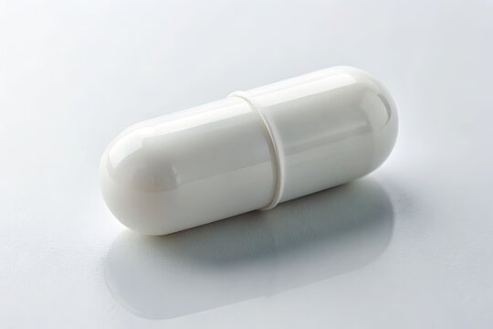 A white capsule lies on a light background, highlighting the medication's effectiveness in treating stomach acid reflux and gastroesophageal reflux disease, promoting digestive health.